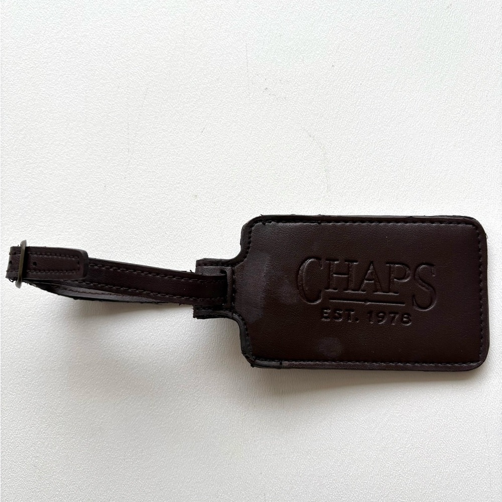 CHAPS Ralph Lauren vintage brown leather luggage tag